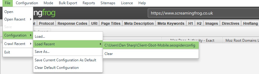 40 Essential Custom Configuration Profiles – Screaming Frog