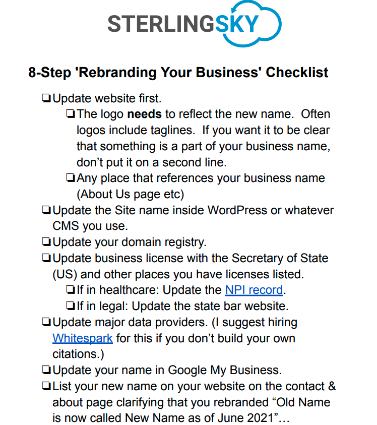 Rebranding Your Business | Checklist for Google My Business & Local Search